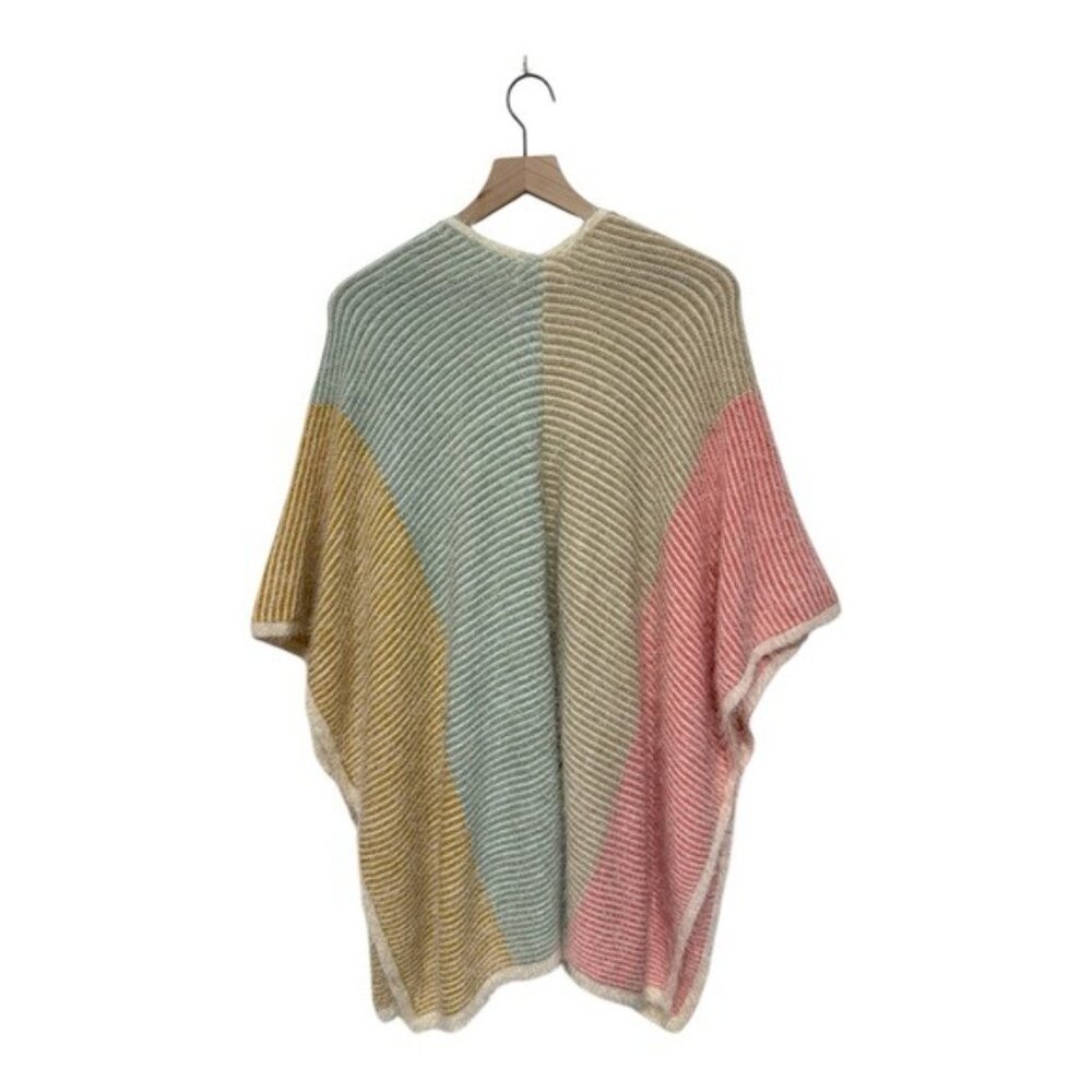 House of Harlow 1960 Pink and Green Color-Block Poncho Sweater Size L - Picture 4 of 10